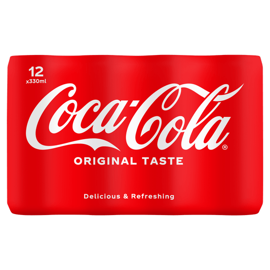Foto van Coca-Cola Regular 12x33 cl op witte achtergrond