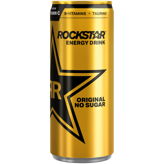 Foto van Rockstar Energy drink sugar free op witte achtergrond