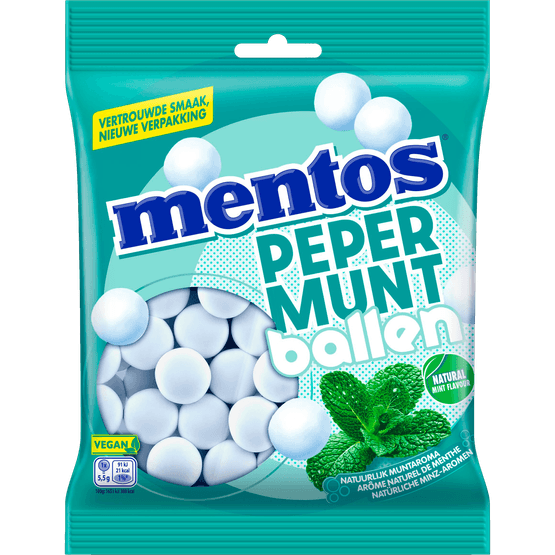 Foto van Mentos Pepermuntballen op witte achtergrond