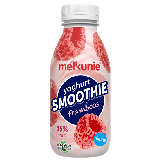 Foto van Melkunie Yoghurt smoothie framboos op witte achtergrond