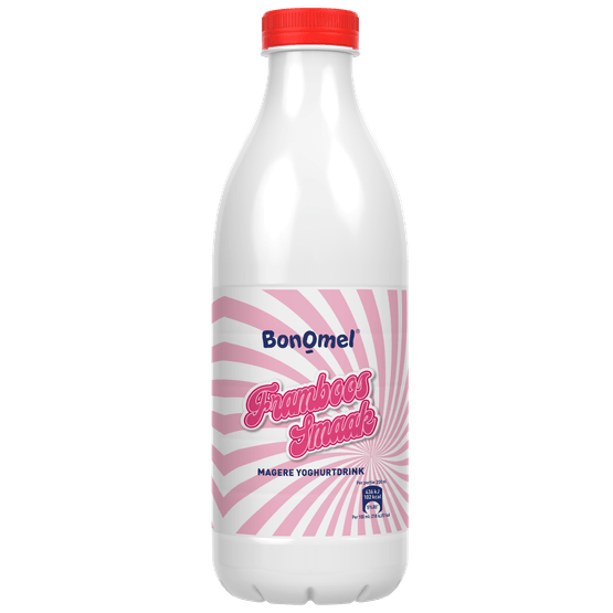 Foto van Bonomel Yoghurtdrink framboos op witte achtergrond