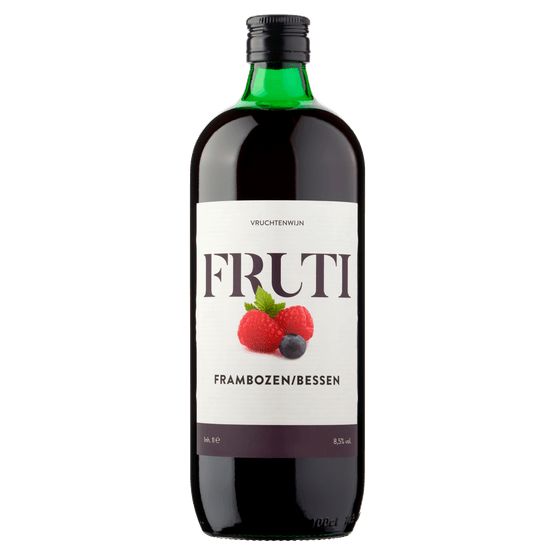 Foto van Fruti Vruchtenwijn framboos - bes op witte achtergrond