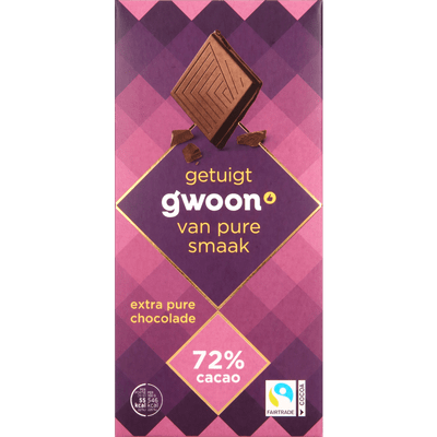 G'woon Chocoladereep extra puur 72%