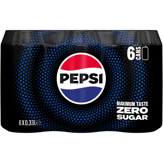Foto van Pepsi Zero 6x33 cl op witte achtergrond