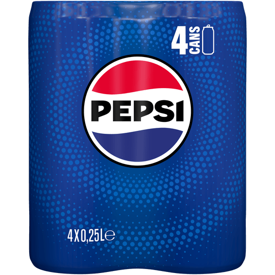 Foto van Pepsi Regular 4x25 cl op witte achtergrond