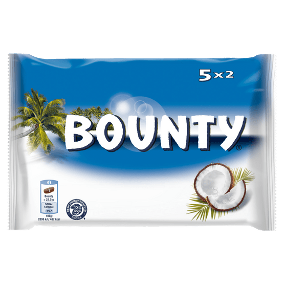 Foto van Bounty Reep melk 5 stuks op witte achtergrond