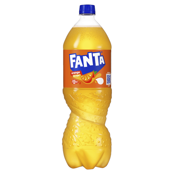 Foto van Fanta Orange op witte achtergrond