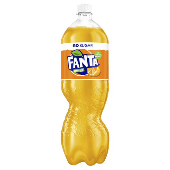 Foto van Fanta Orange no sugar op witte achtergrond