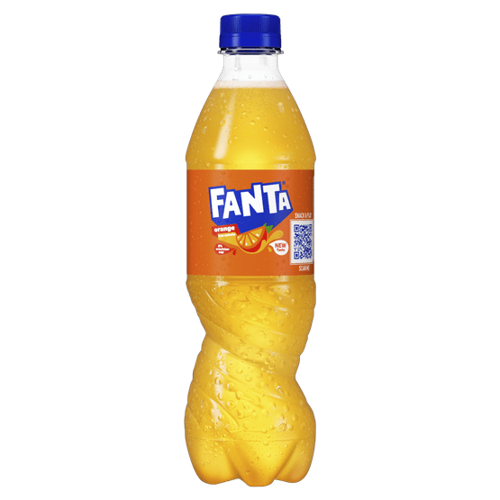 Foto van Fanta Orange op witte achtergrond