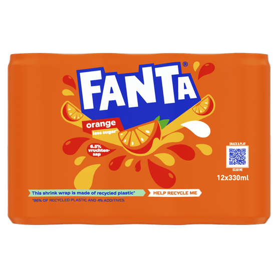 Foto van Fanta Orange 12x33 cl op witte achtergrond