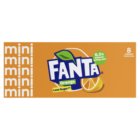 Foto van Fanta Orange 8x15cl op witte achtergrond