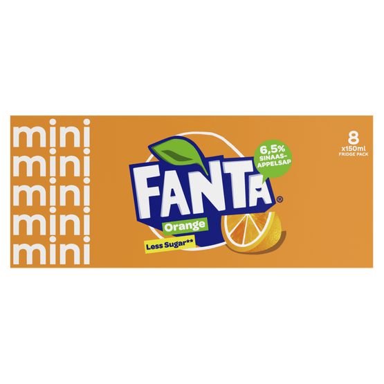 Foto van Fanta Orange 8x15cl op witte achtergrond