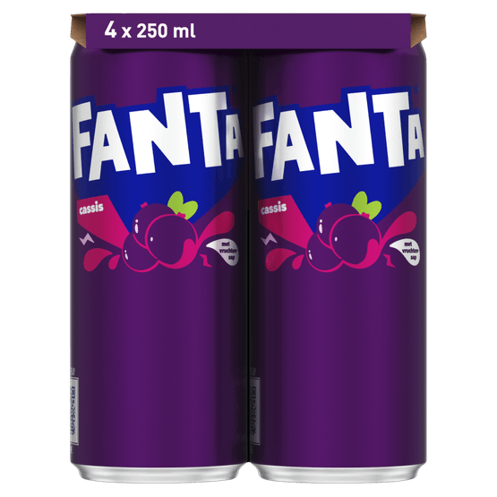 Foto van Fanta Cassis 4x25cl op witte achtergrond