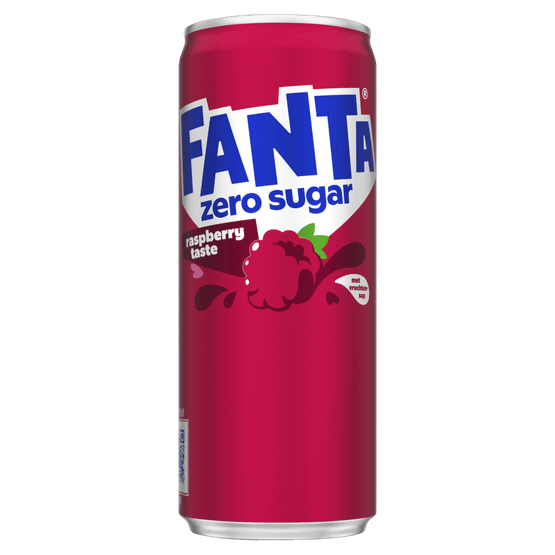 Foto van Fanta Raspberry no sugar op witte achtergrond