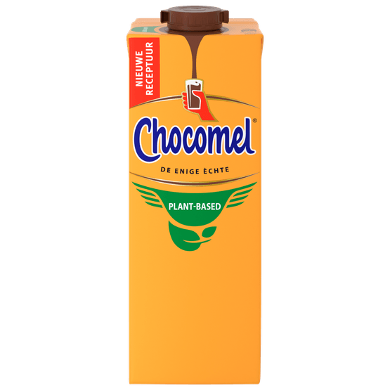 Foto van Chocomel Chocolademelk plantaardig op witte achtergrond