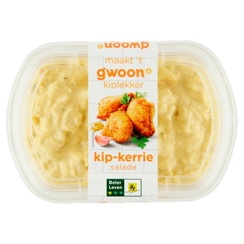 Foto van G'woon Salade kip-kerrie op witte achtergrond