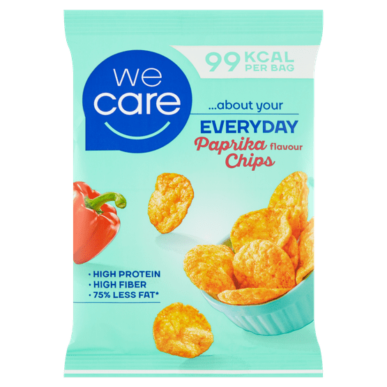 Foto van Wecare Chips paprika op witte achtergrond