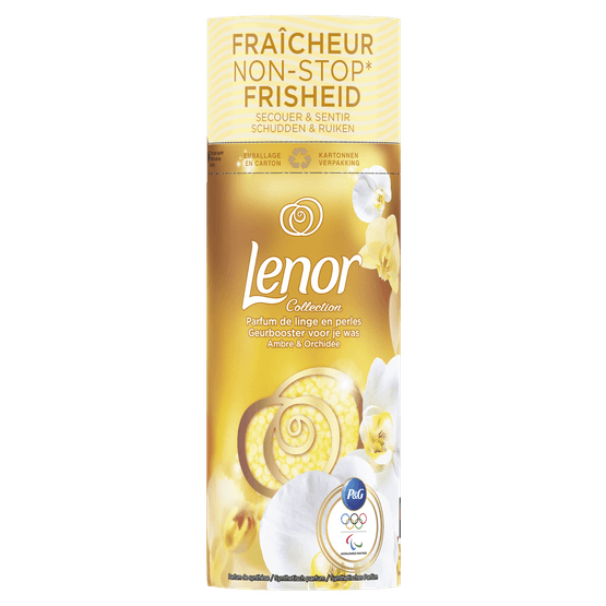 Foto van Lenor Geurparels gouden orchidee op witte achtergrond