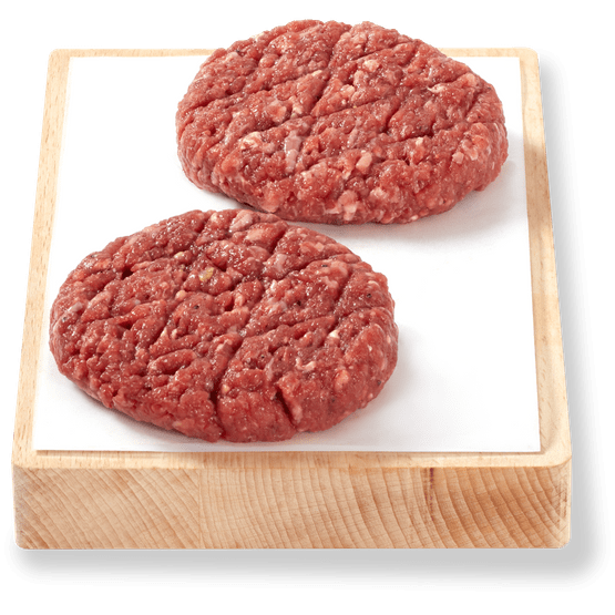 Foto van Vleeschmeesters Duitse biefstuk 2 stuks op witte achtergrond