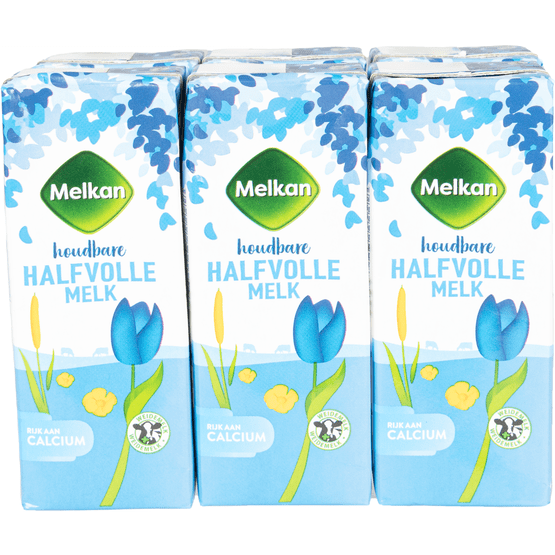 Foto van Melkan Houdbare melk halfvol 6 pack op witte achtergrond