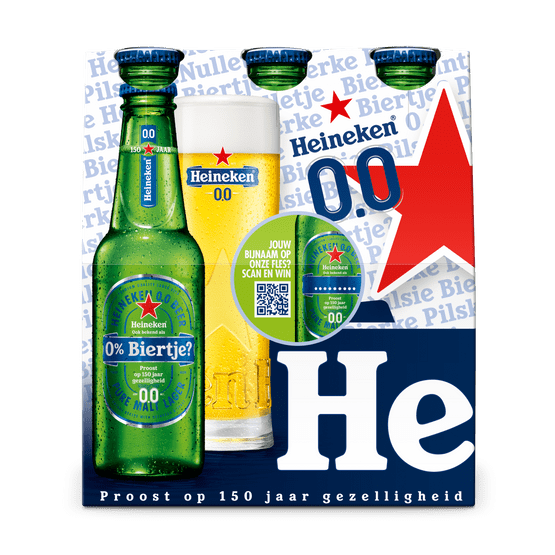 Foto van Heineken 0.0 % mono pilsener twist-off op witte achtergrond