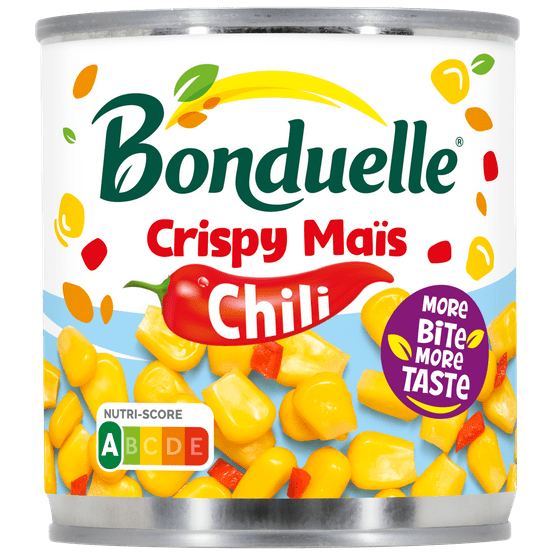 Foto van Bonduelle Crispy mais chili op witte achtergrond