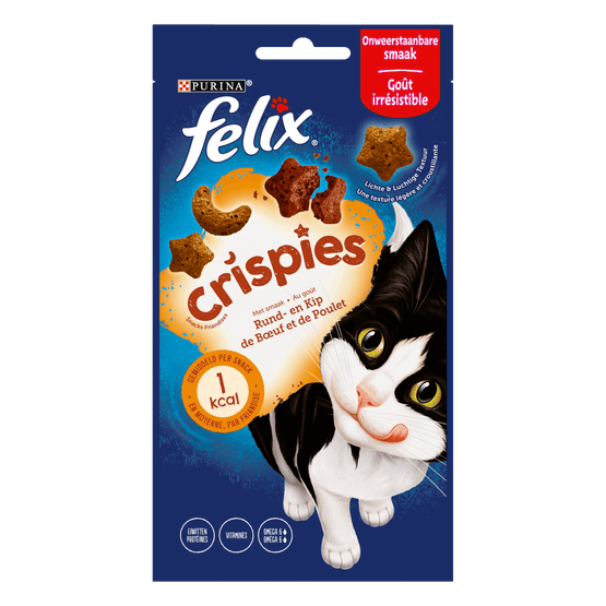 Foto van Purina One Kattensnacks crispies crispies rund en kip op witte achtergrond