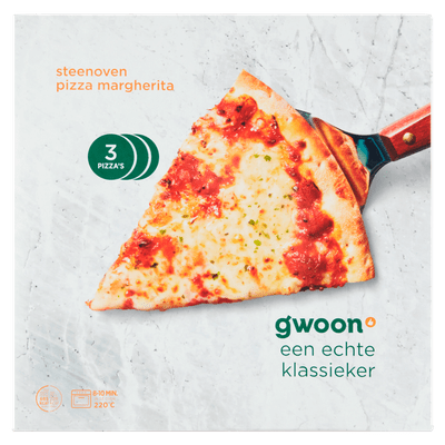 G'woon Steenoven pizza margherita 3 stuks