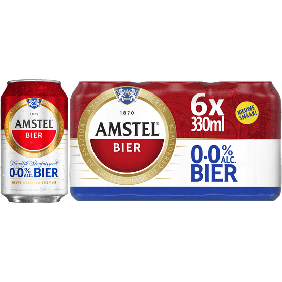 Foto van Amstel Pilsener alcoholvrij 6x33cl op witte achtergrond