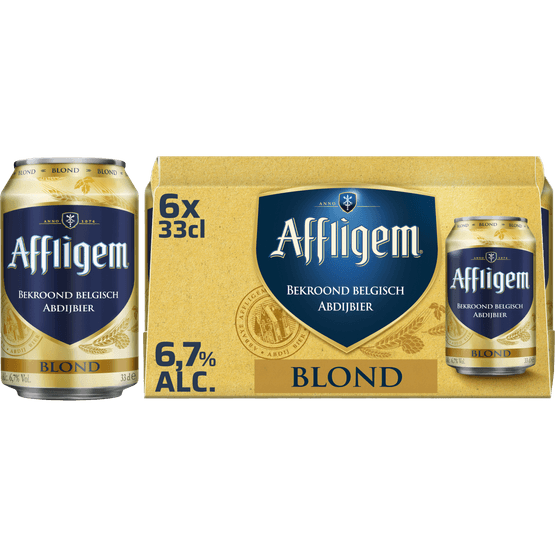 Foto van Affligem Blond 6x33 cl op witte achtergrond