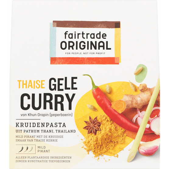 Foto van Fairtrade Kruidenpasta gele curry op witte achtergrond