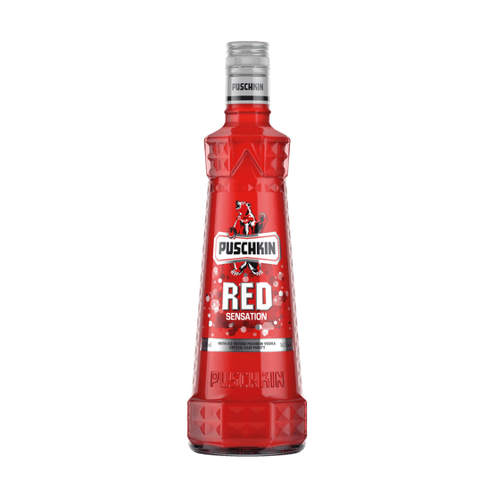 Foto van Puschkin Vodka red op witte achtergrond