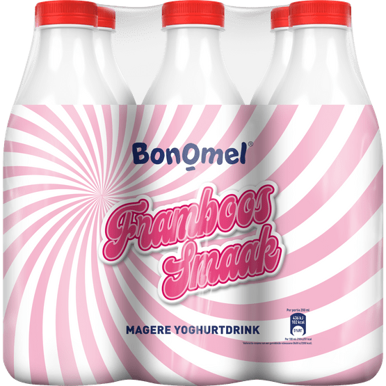 Foto van Bonomel Yoghurtdrink framboos 6 pack op witte achtergrond