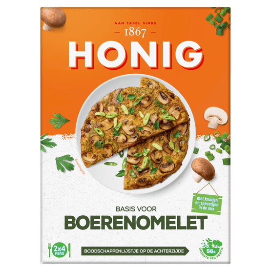 Foto van Honig Kruidenmix boerenomelet op witte achtergrond