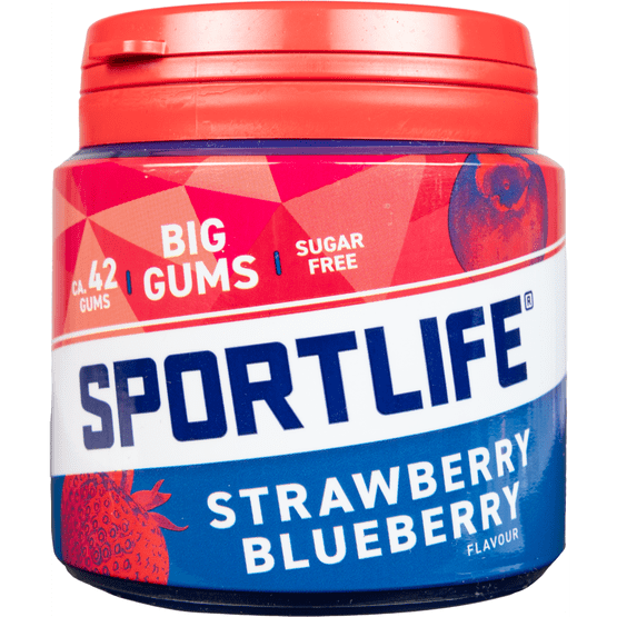 Foto van Sportlife Big gums strawberry blueberry op witte achtergrond