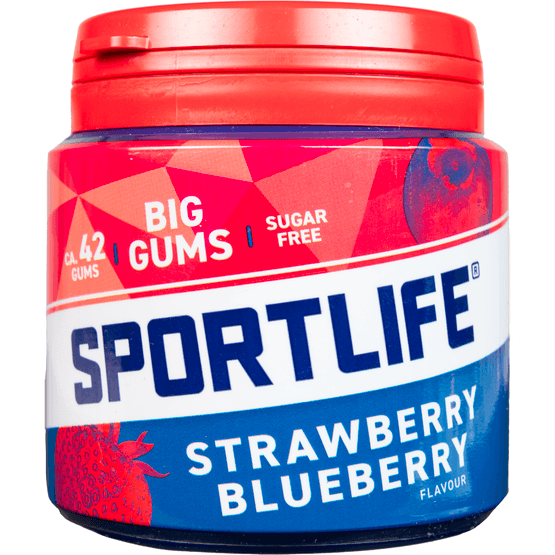 Foto van Sportlife Big gums strawberry blueberry op witte achtergrond