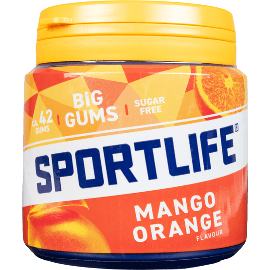 Foto van Sportlife Big gums mango orange op witte achtergrond