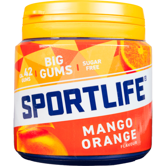 Foto van Sportlife Big gums mango orange op witte achtergrond