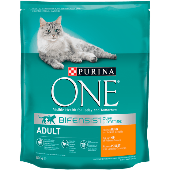 Foto van Purina One Kattenvoer adult kip & volkoren granen op witte achtergrond