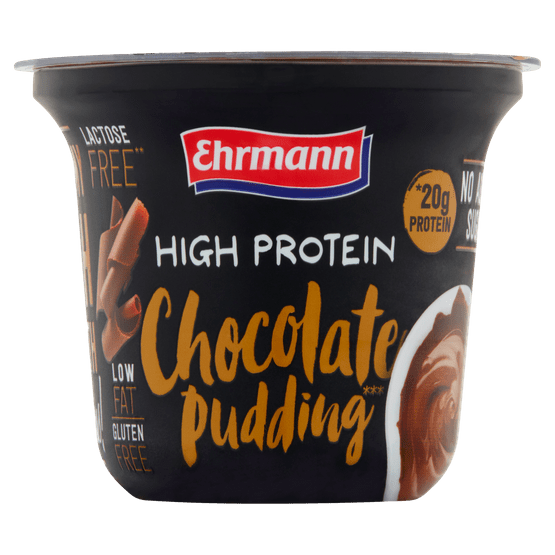 Foto van Ehrmann Chocolate pudding high protein op witte achtergrond