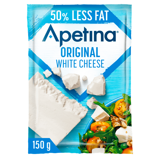 Foto van Apetina White cheese 22+ plak op witte achtergrond