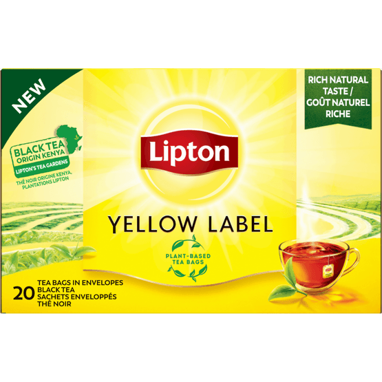 Foto van Lipton Thee yellow tea kop 50 zk. op witte achtergrond