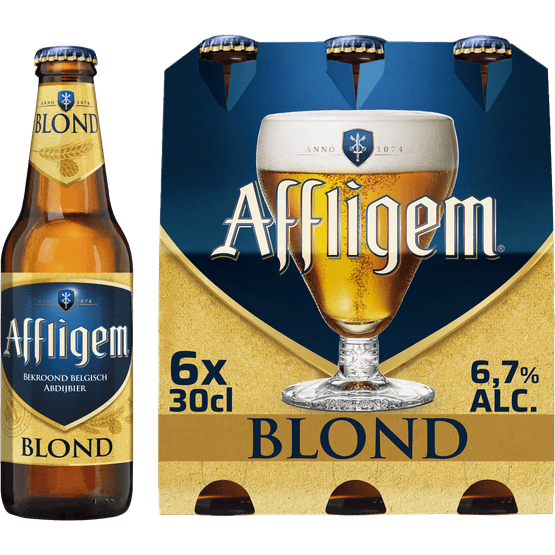 Foto van Affligem Blond op witte achtergrond