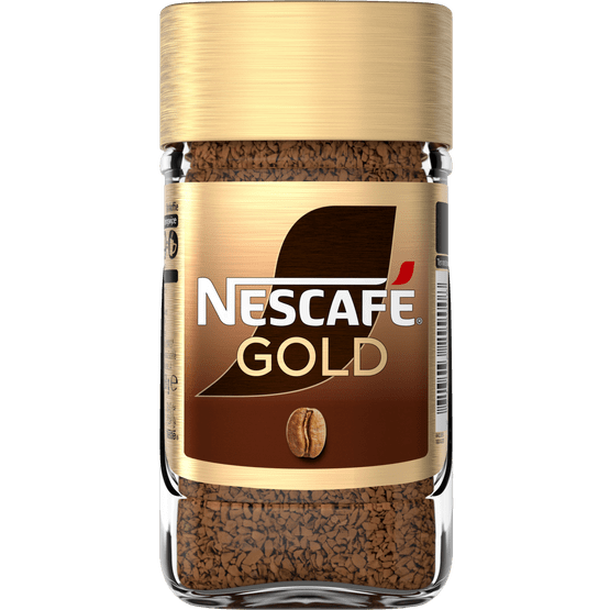 Foto van Nescafé Gold oploskoffie op witte achtergrond