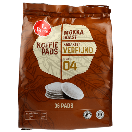 Foto van 1 de Beste Koffiepads mokka op witte achtergrond