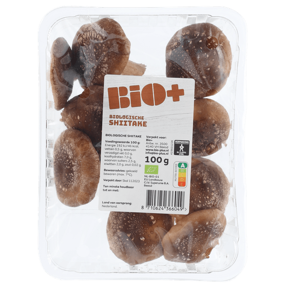 Foto van Bio+ Bio shiitake op witte achtergrond