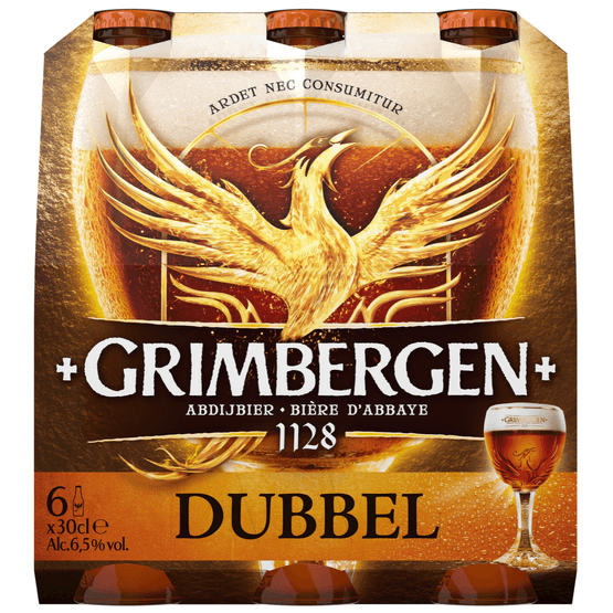 Foto van Grimbergen Dubbel op witte achtergrond