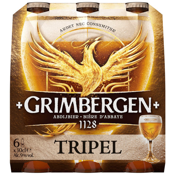 Foto van Grimbergen Tripel op witte achtergrond