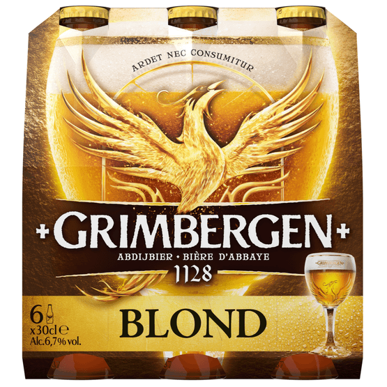 Foto van Grimbergen Blond op witte achtergrond