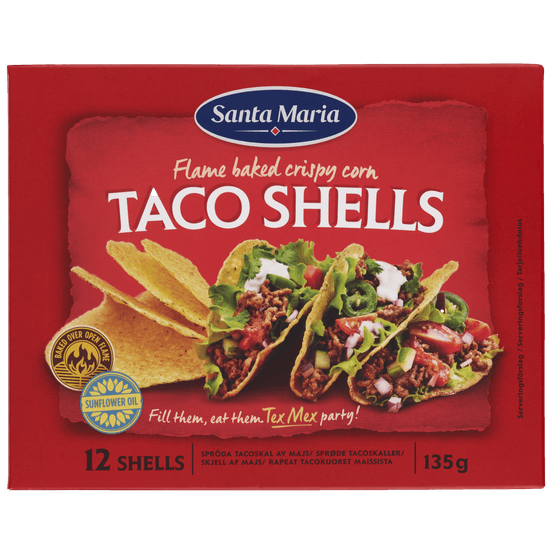 Foto van Santa Maria Taco shells op witte achtergrond